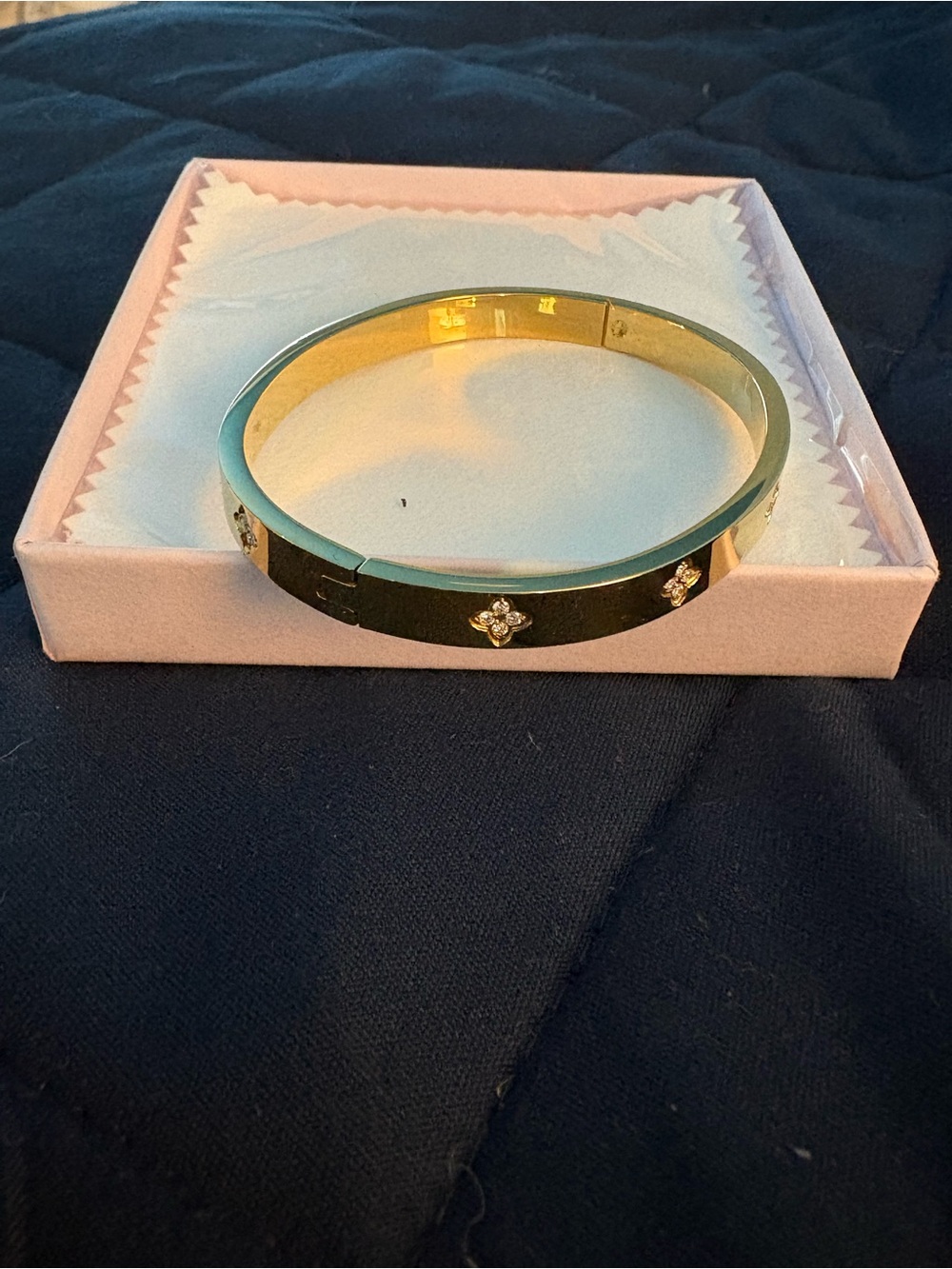 Gold-Tone Flower Accent Bangle Bracelet - Women's Jewelry
